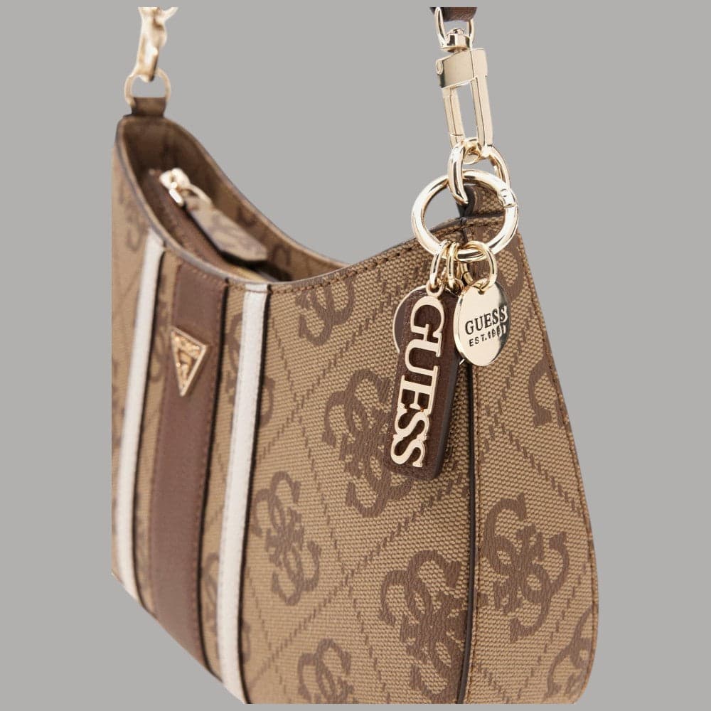 Guess borsa a spalla Noelle similpelle con logo e charm dorati - 10