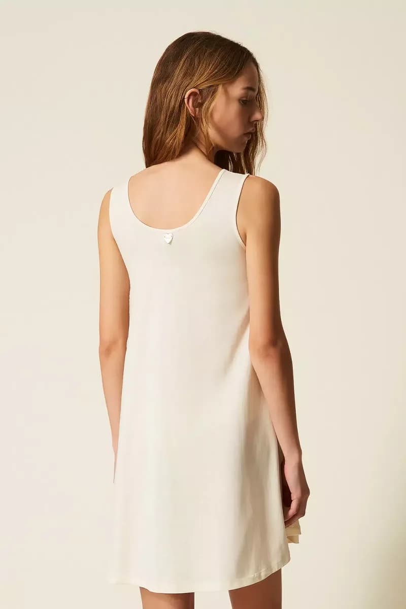 Maxi canotta con ricamo in crochet | TWINSET - 2
