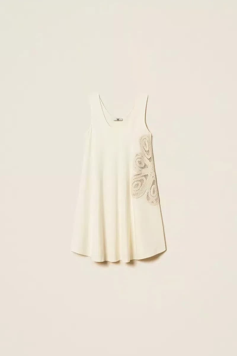 Maxi canotta con ricamo in crochet | TWINSET - 5