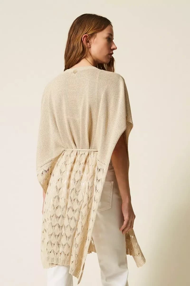 Cappa in maglia crochet con coulisse | TWINSET - 2