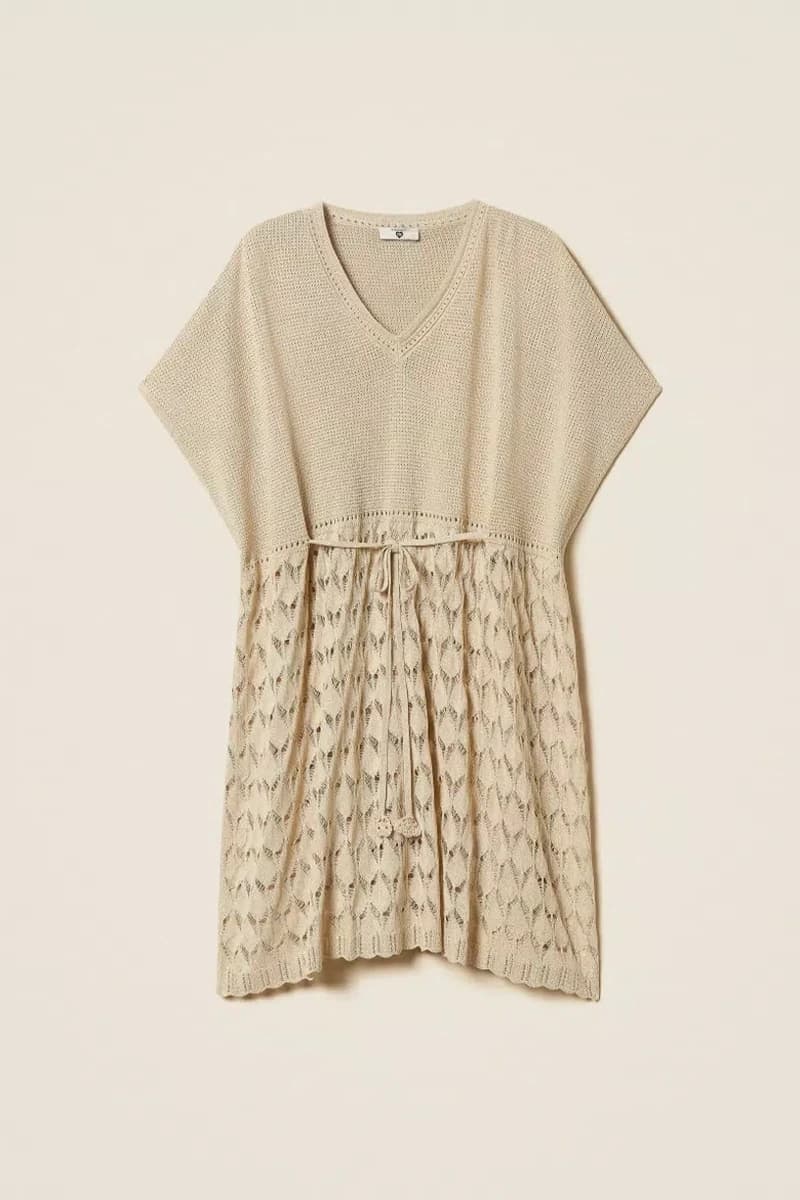 Cappa in maglia crochet con coulisse | TWINSET - 5