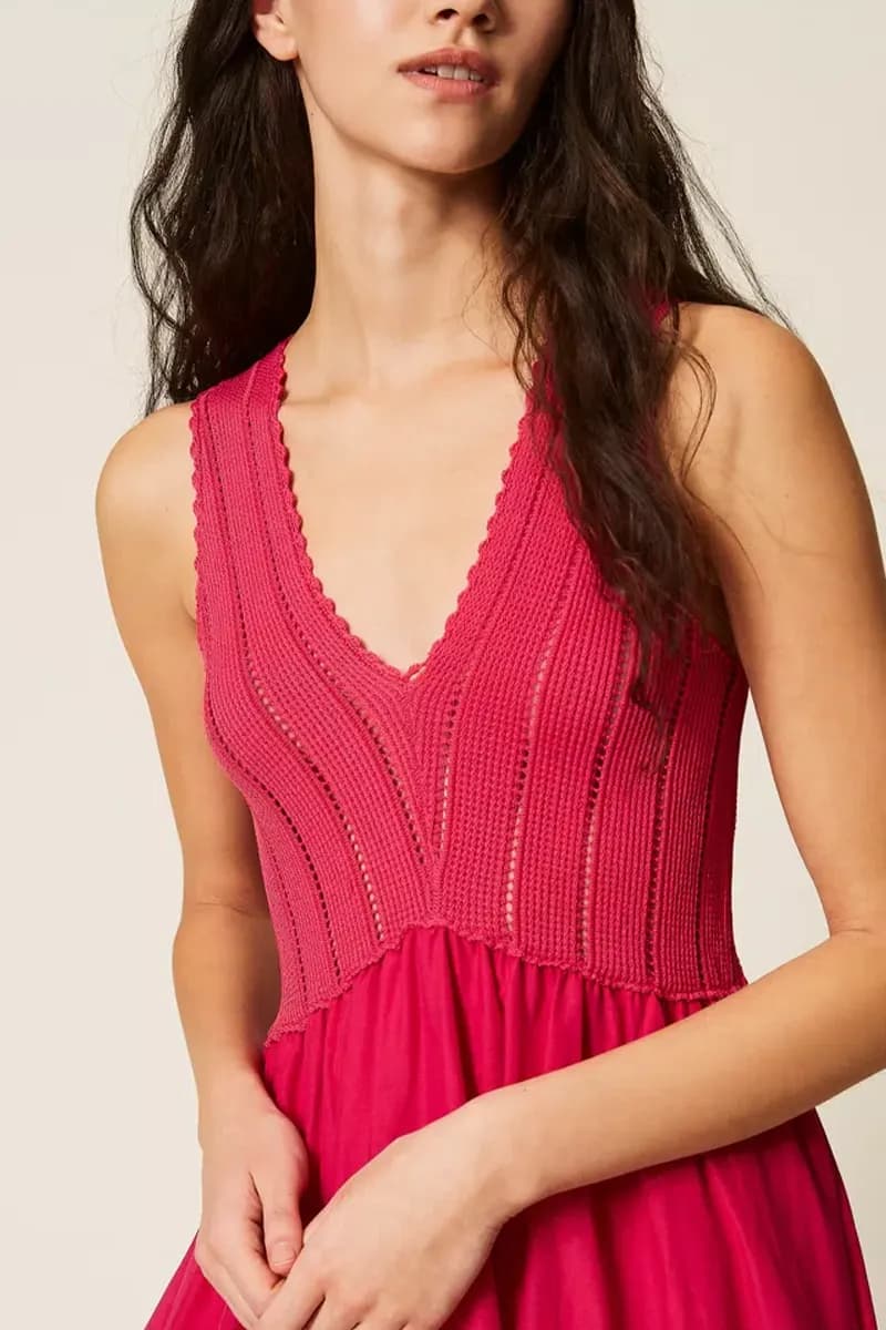 Abito lungo con corpetto in maglia | TWINSET - 3