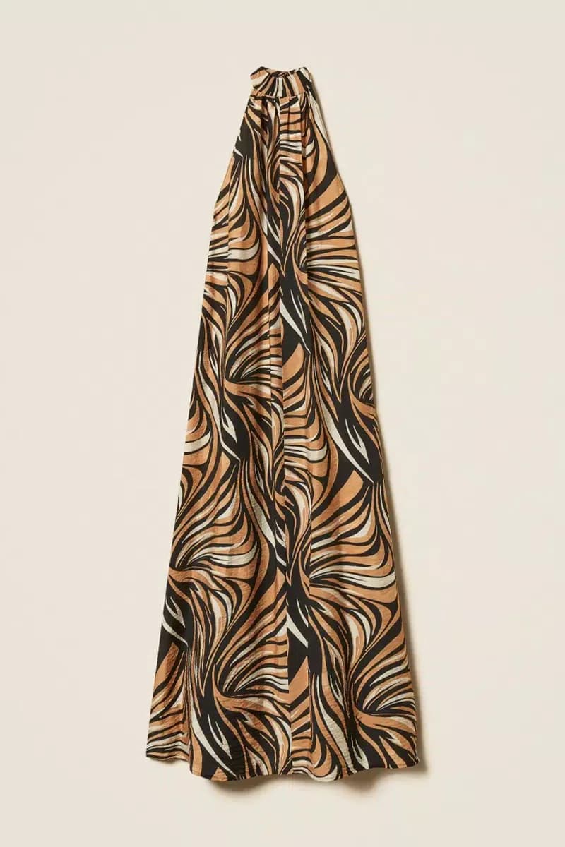 Abito lungo fantasia con scollo americano | TWINSET - 4