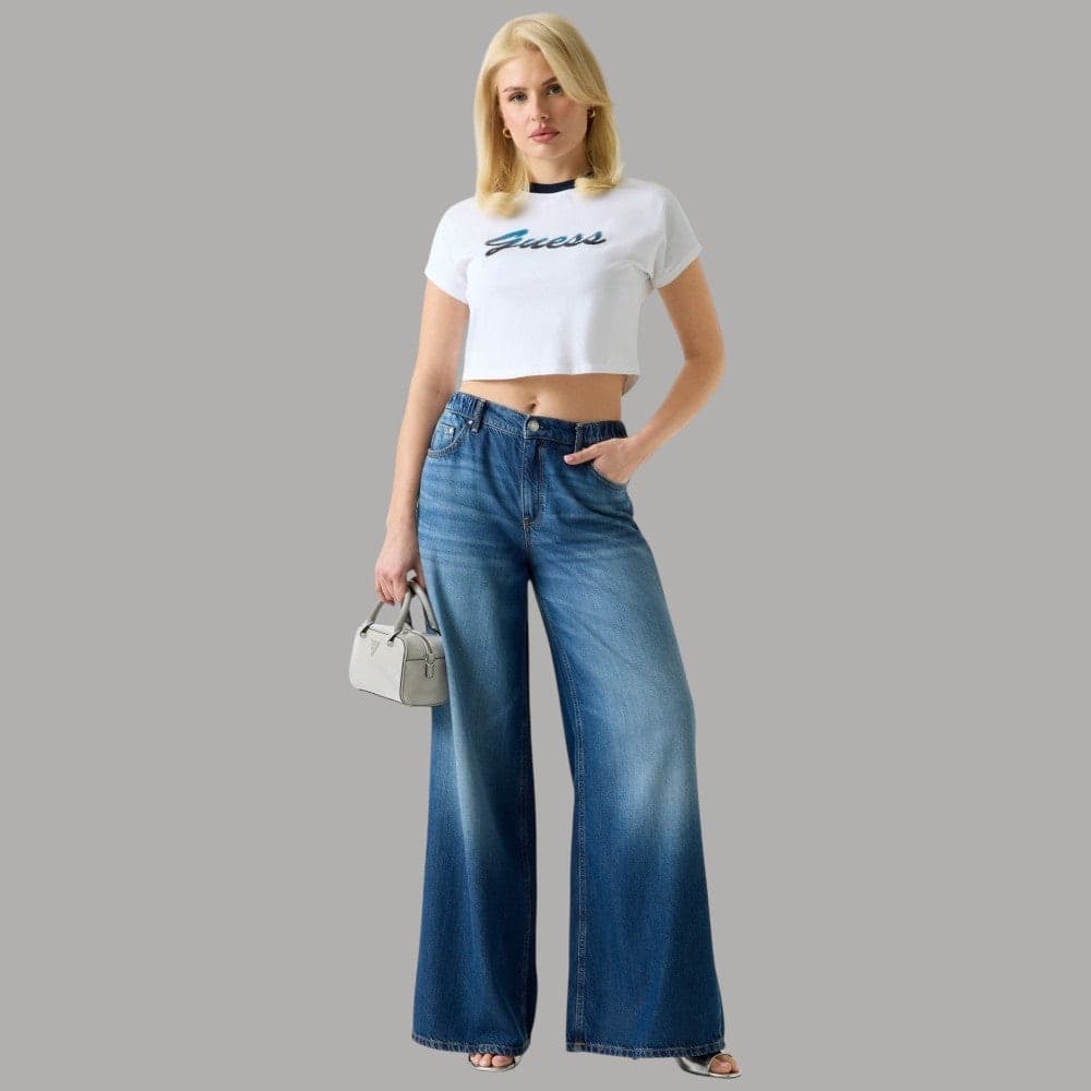 T-shirt Guess Cotone con Logo Paillettes, Maniche Corte - 2