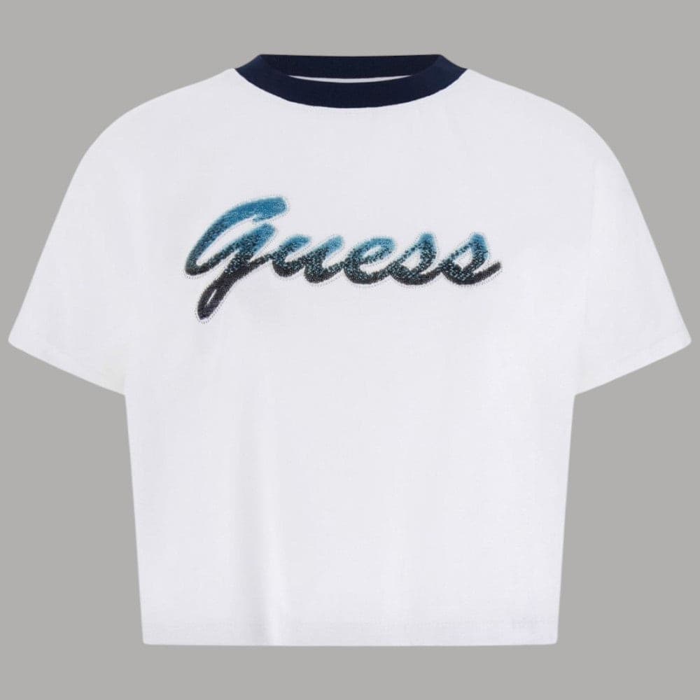 T-shirt Guess Cotone con Logo Paillettes, Maniche Corte - 5