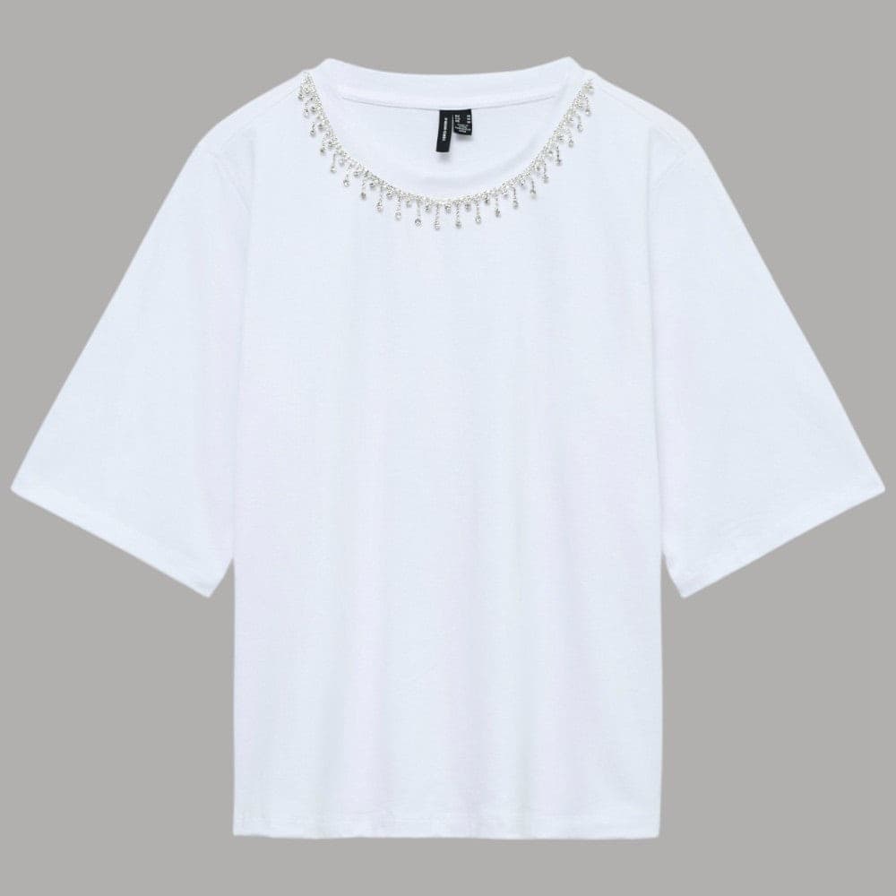 Vero Moda T-shirt Cotone Applicazioni Girocollo Regula Fit - 1