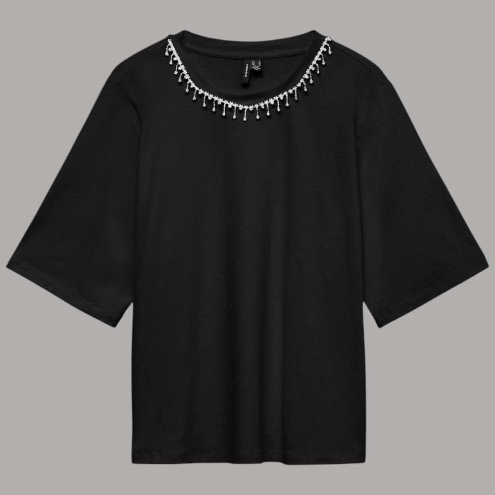 Vero Moda T-shirt Cotone Applicazioni Girocollo Regula Fit - 2