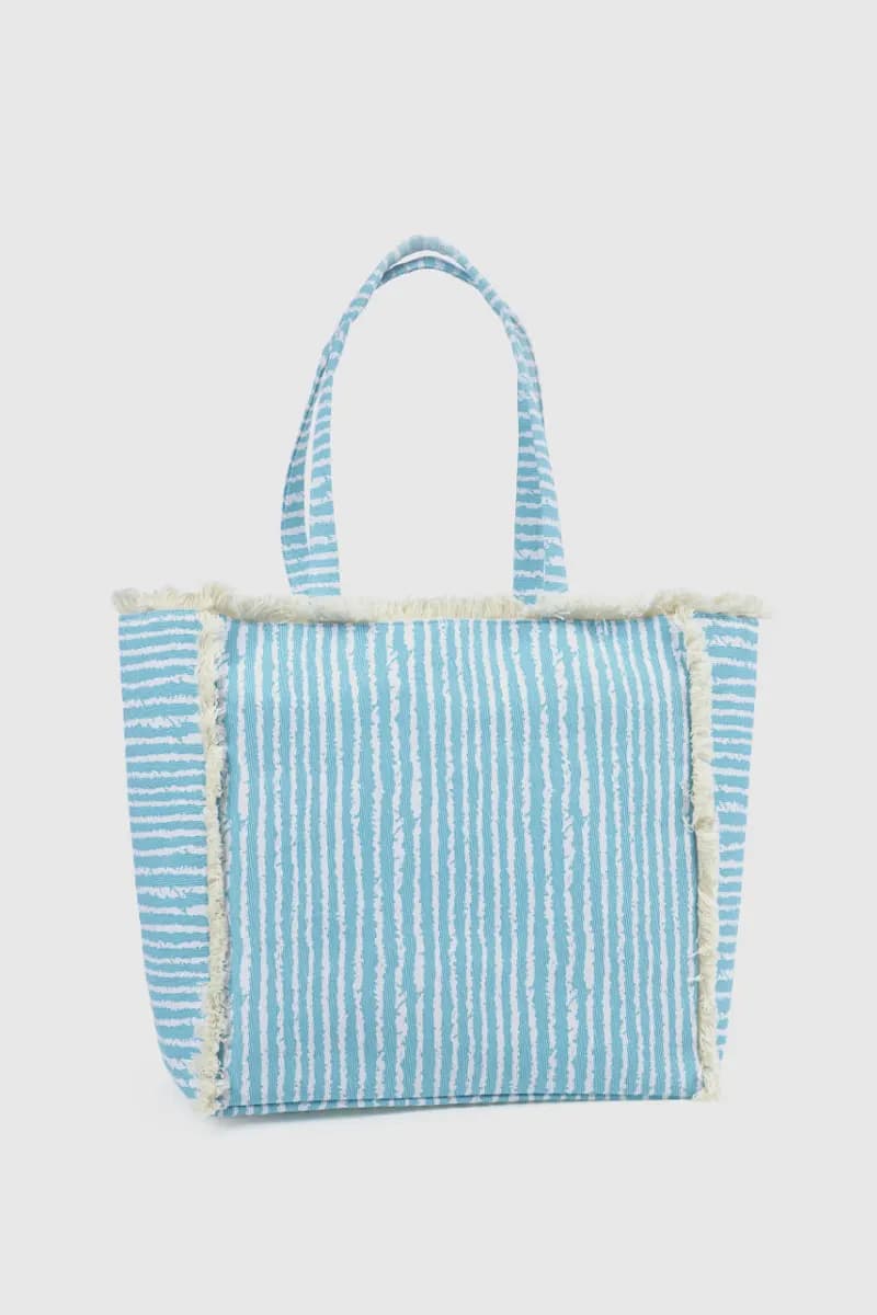 Borsa mare in tessuto a righe | Verde Fashion - 2