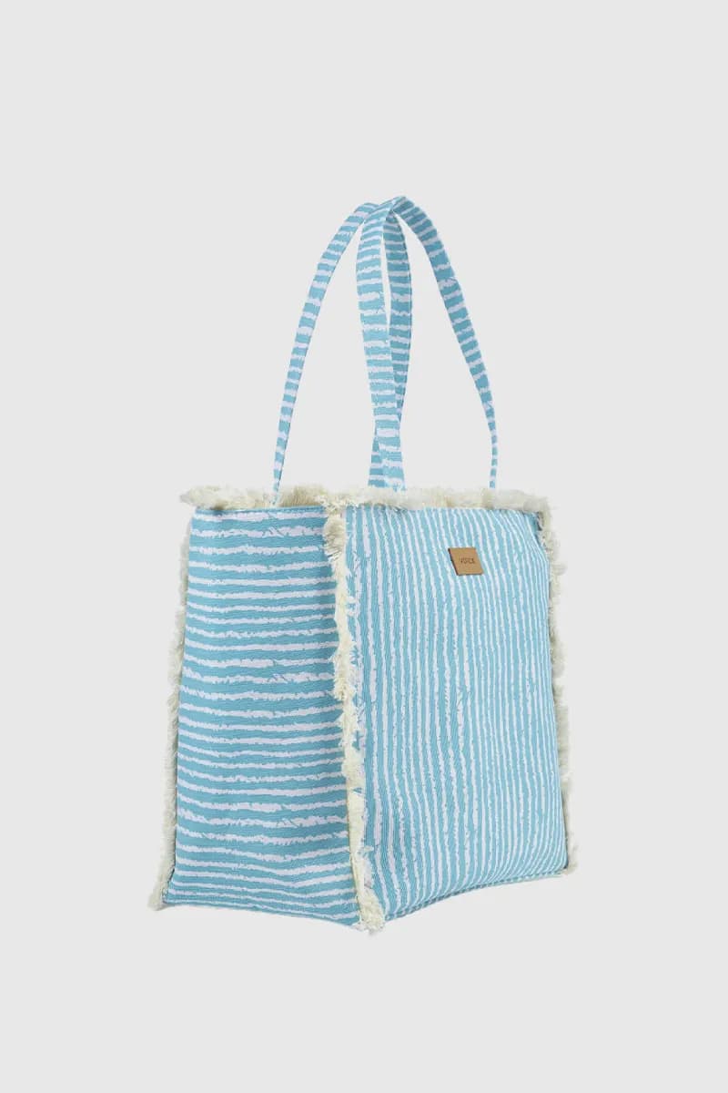 Borsa mare in tessuto a righe | Verde Fashion - 4