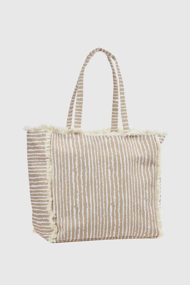 Borsa mare in tessuto a righe | Verde Fashion - 6