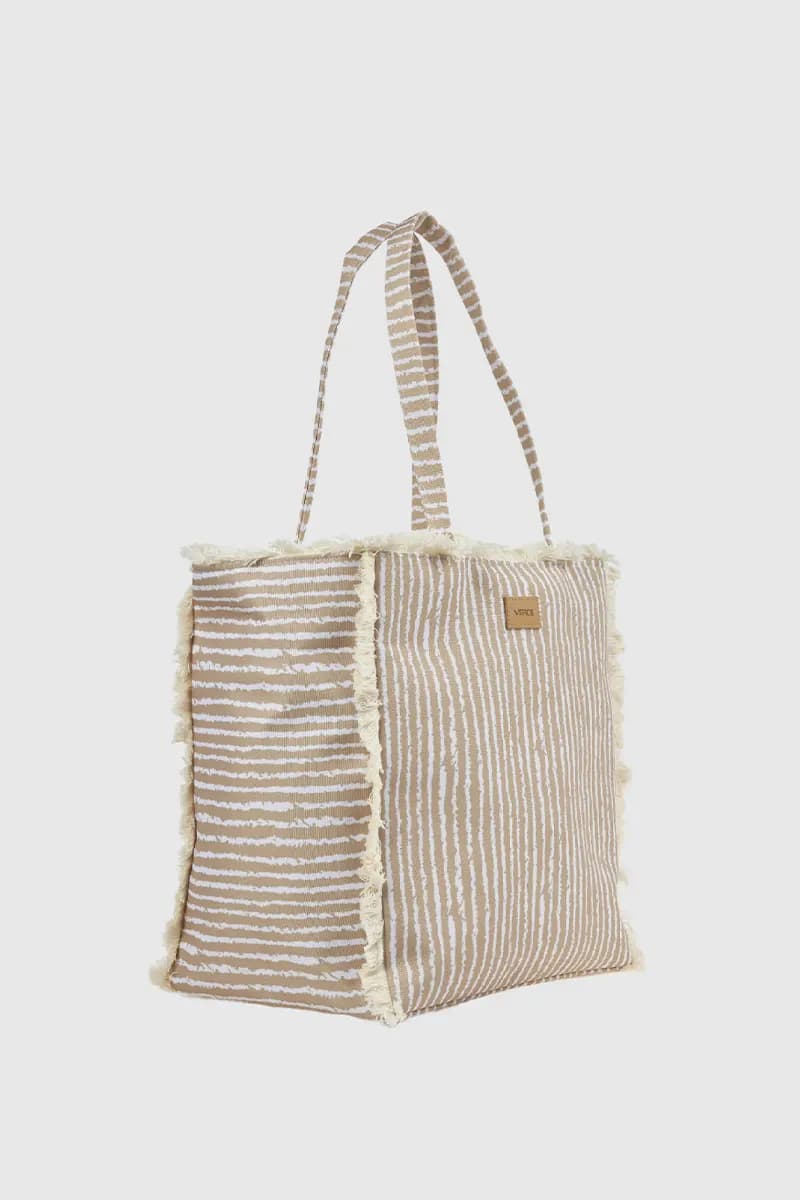 Borsa mare in tessuto a righe | Verde Fashion - 8