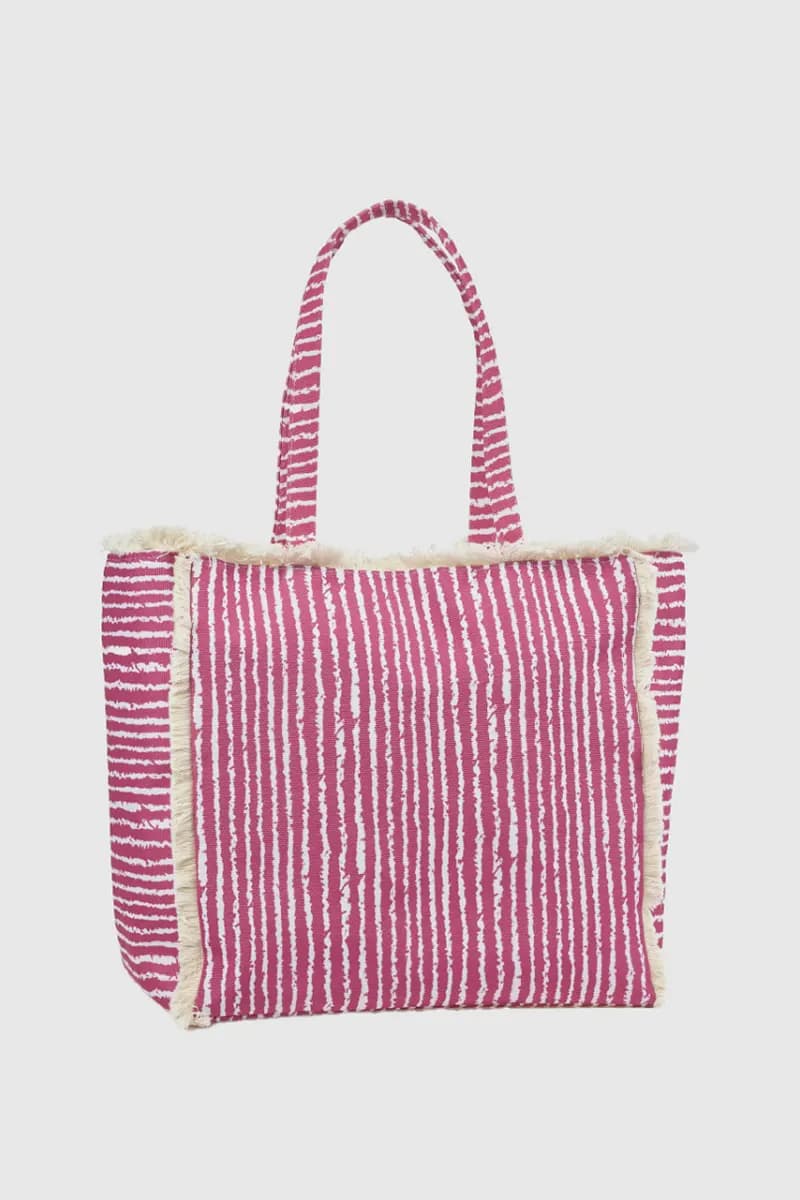 Borsa mare in tessuto a righe | Verde Fashion - 10