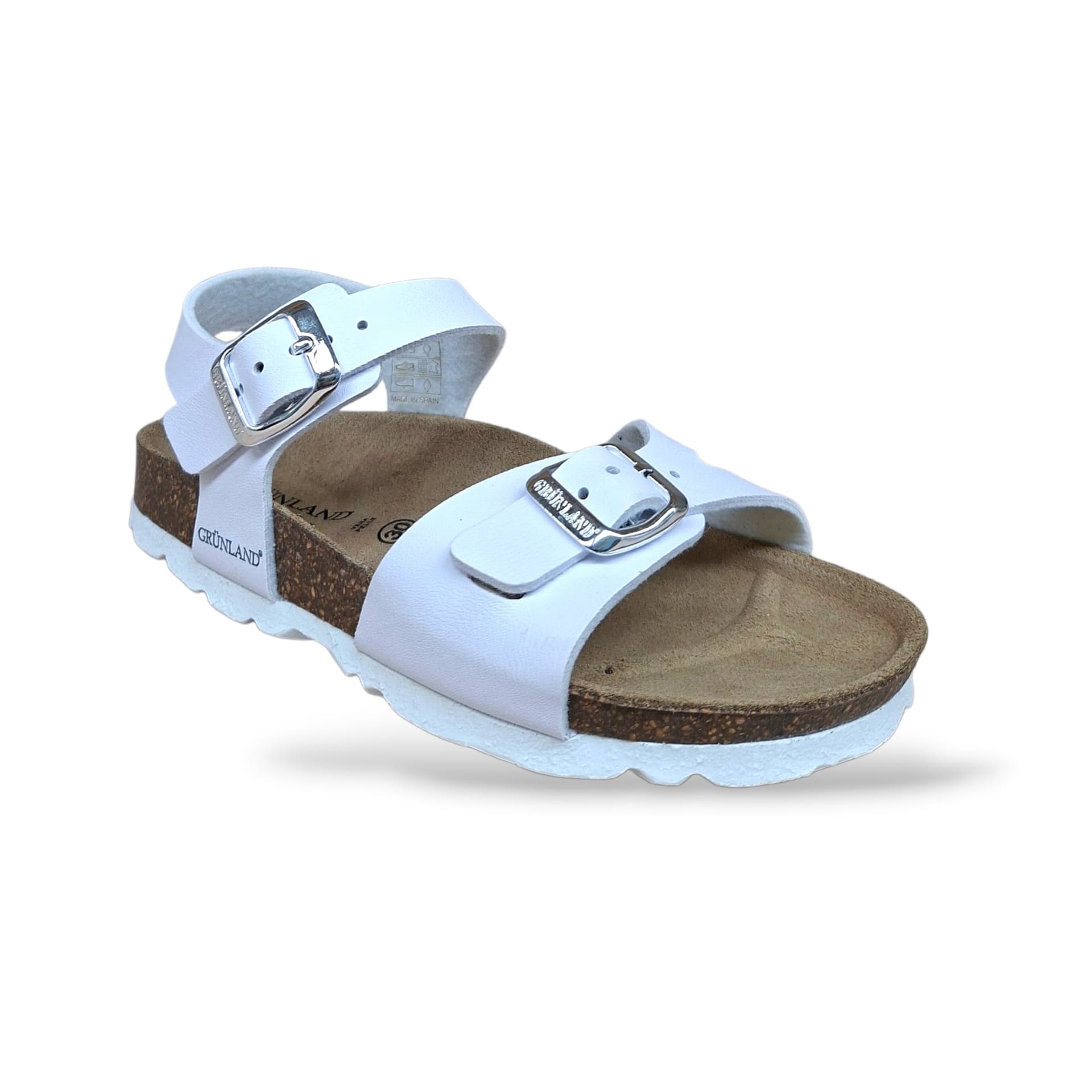 Sandalo Bio Sughero Bambini e Ragazzi Grunland Junior Luce Bianco – Fibia - 2