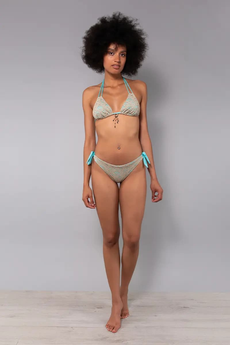 Bikini triangolo imbottito e brasiliana annodata Giamaica | VERDISSIMA Mare - 4