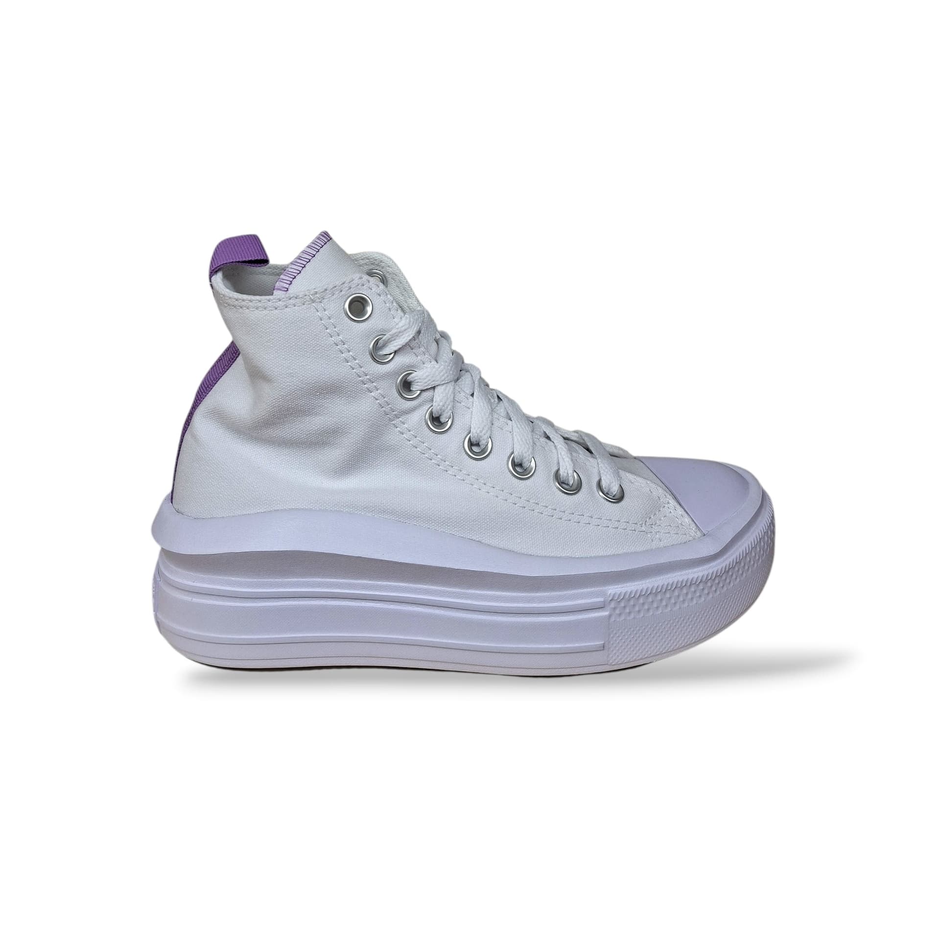Sneakers Converse Chuck Taylor Platform A03667C Bianco Viola Donna e Ragazza | Zeppa Trendy - 6