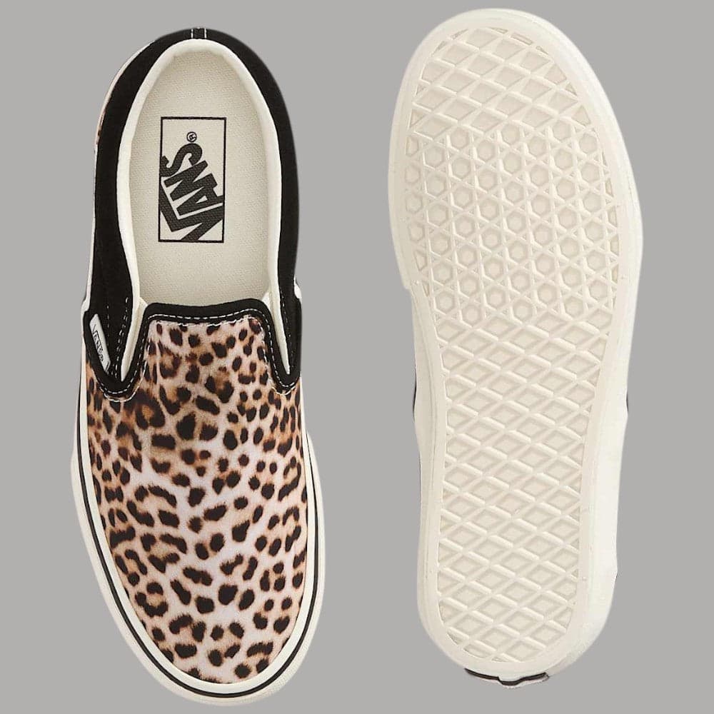 Vans Slip-On Scarpe Tela e Pelle Scamosciata Motivo Leopardato Comfort - 4
