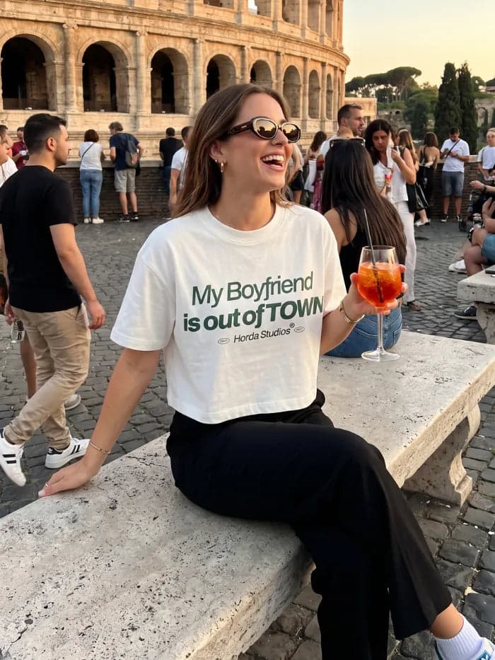 T-Shirt Donna Cropped 200gsm Made in Italy - Out Town - 4