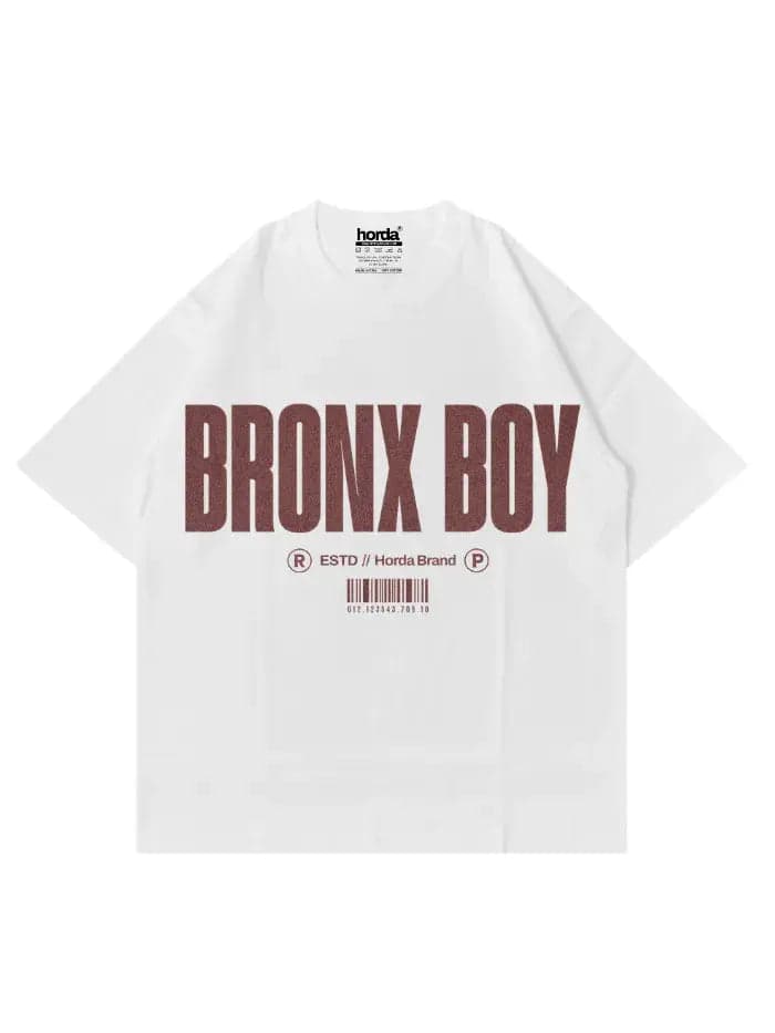 T-Shirt Bianca Bronx Boy 200gr Oversize Cotone Made in Italy - 5