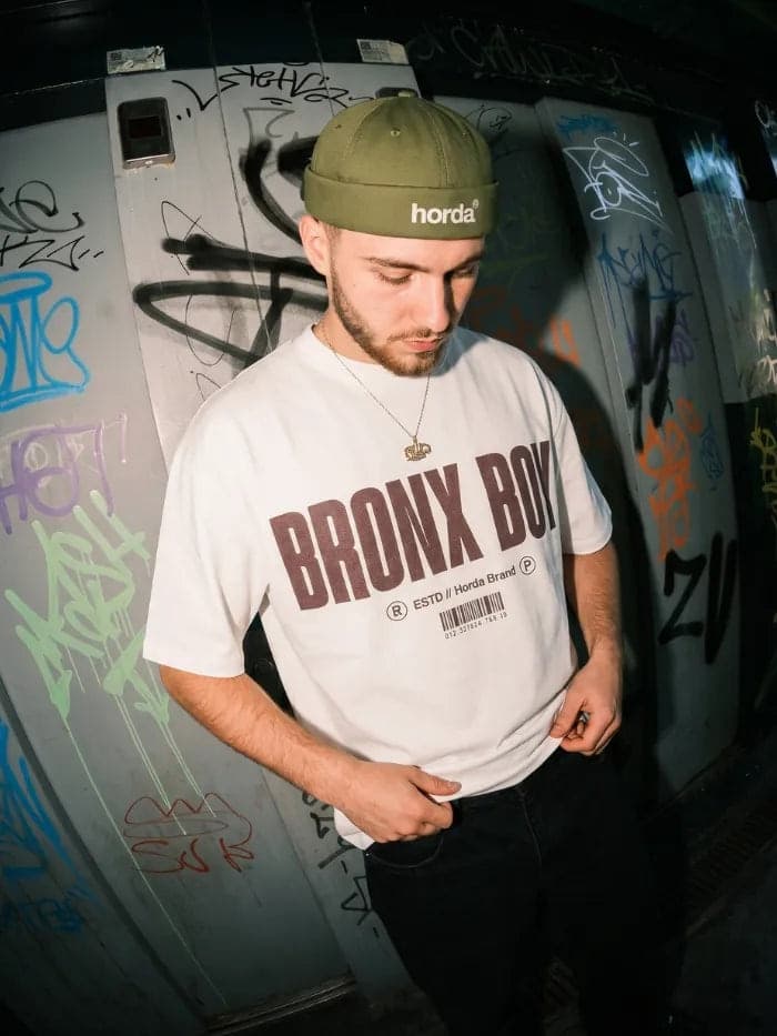 T-Shirt Bianca Bronx Boy 200gr Oversize Cotone Made in Italy - 2