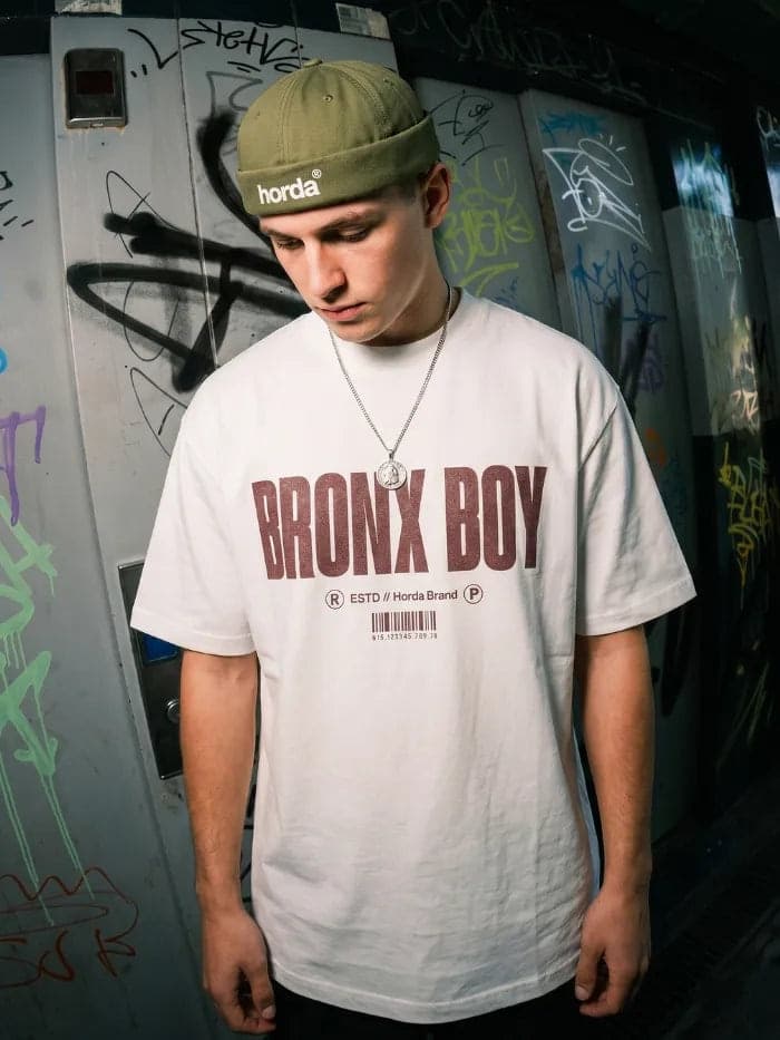 T-Shirt Bianca Bronx Boy 200gr Oversize Cotone Made in Italy - 4