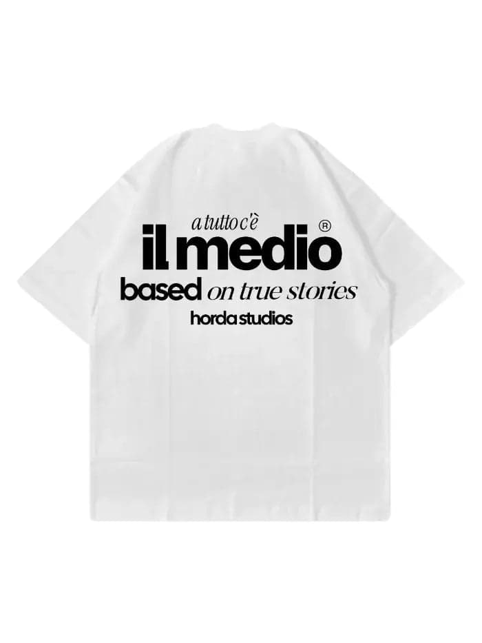 T-Shirt Bianca 200gr Oversize Boxy Fit Cotone Made in Italy - Midle - 4