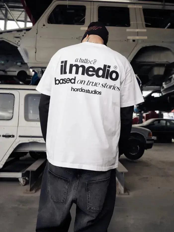 T-Shirt Bianca 200gr Oversize Boxy Fit Cotone Made in Italy - Midle - 2