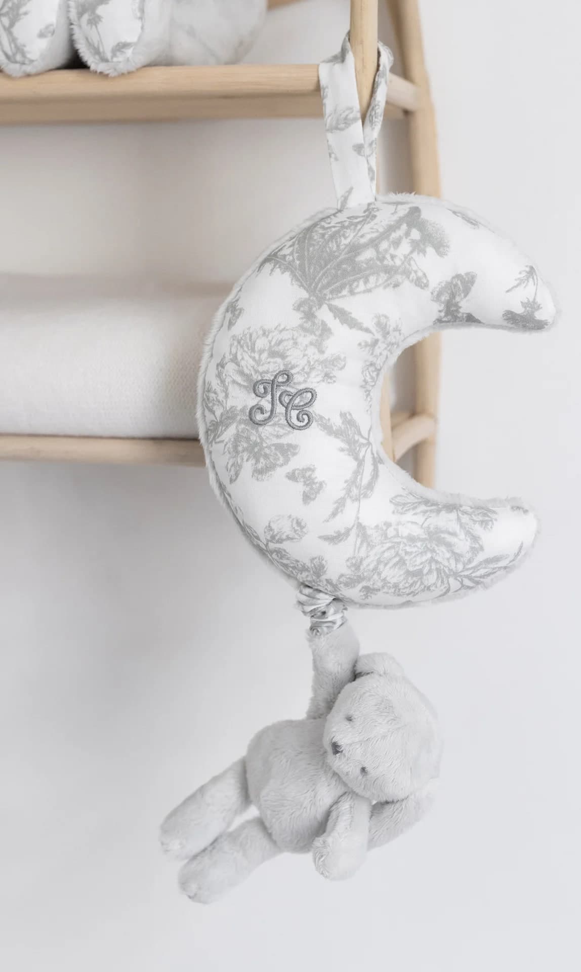 Coniglietto Musicale Tartine et Chocolat Toile de Jouy – Grigio