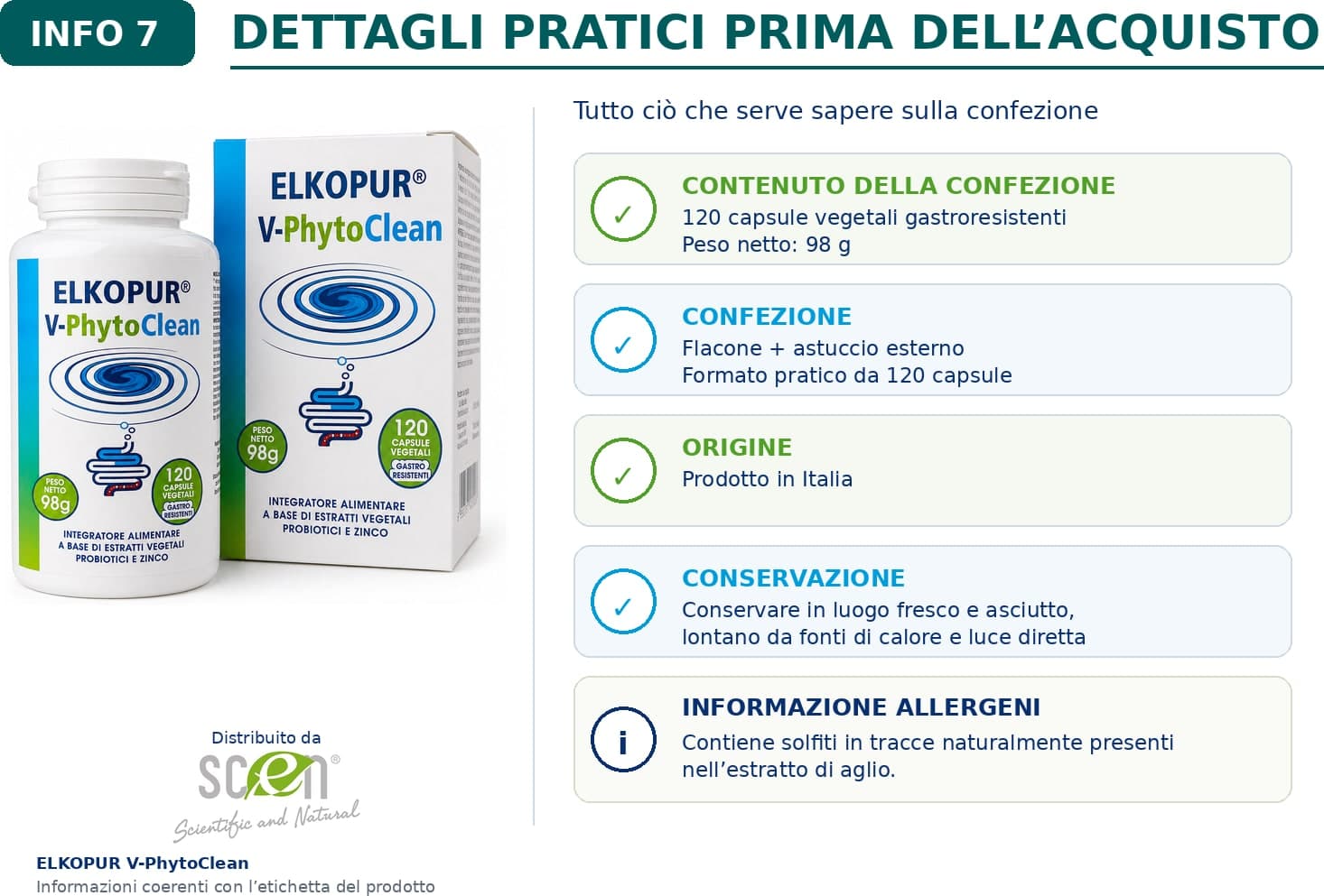 Elkopur V‑PhytoClean – Depurazione Intestinale Avanzata | Estratti Vegetali + Probiotici + Zinco - 7