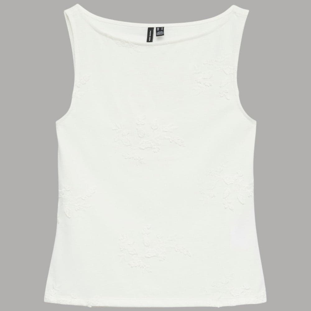 Canotta Vero Moda Vivian: Top Cotone Ricamo 3D, Scollo Barca - 2