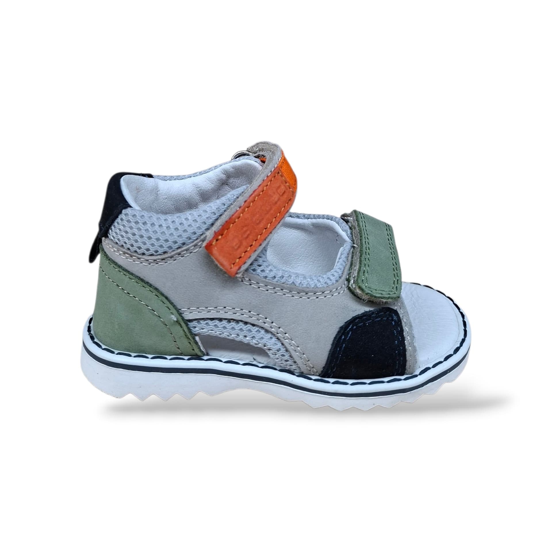Sandali Tallonati Primi Passi Balducci Cita 7369 Grigio-Verde-Arancione-Nero – Pelle con Velcro - 6