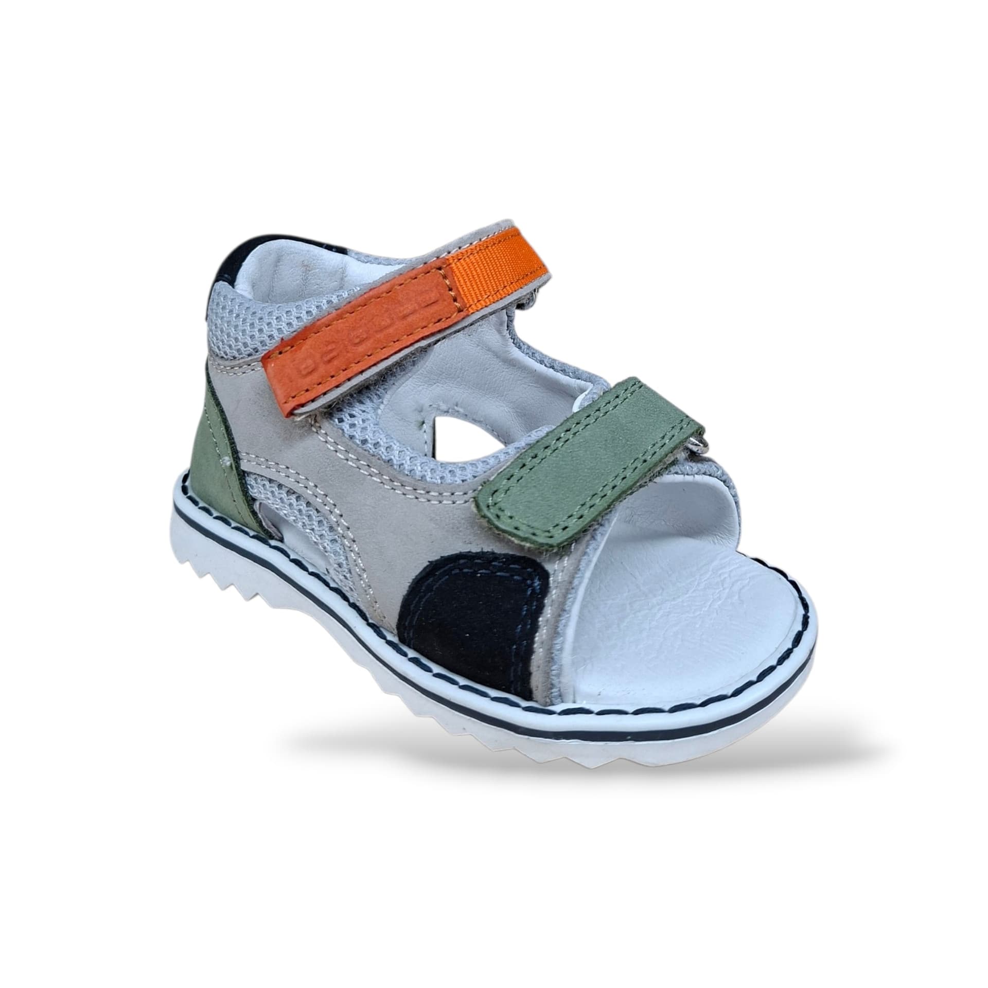 Sandali Tallonati Primi Passi Balducci Cita 7369 Grigio-Verde-Arancione-Nero – Pelle con Velcro - 2