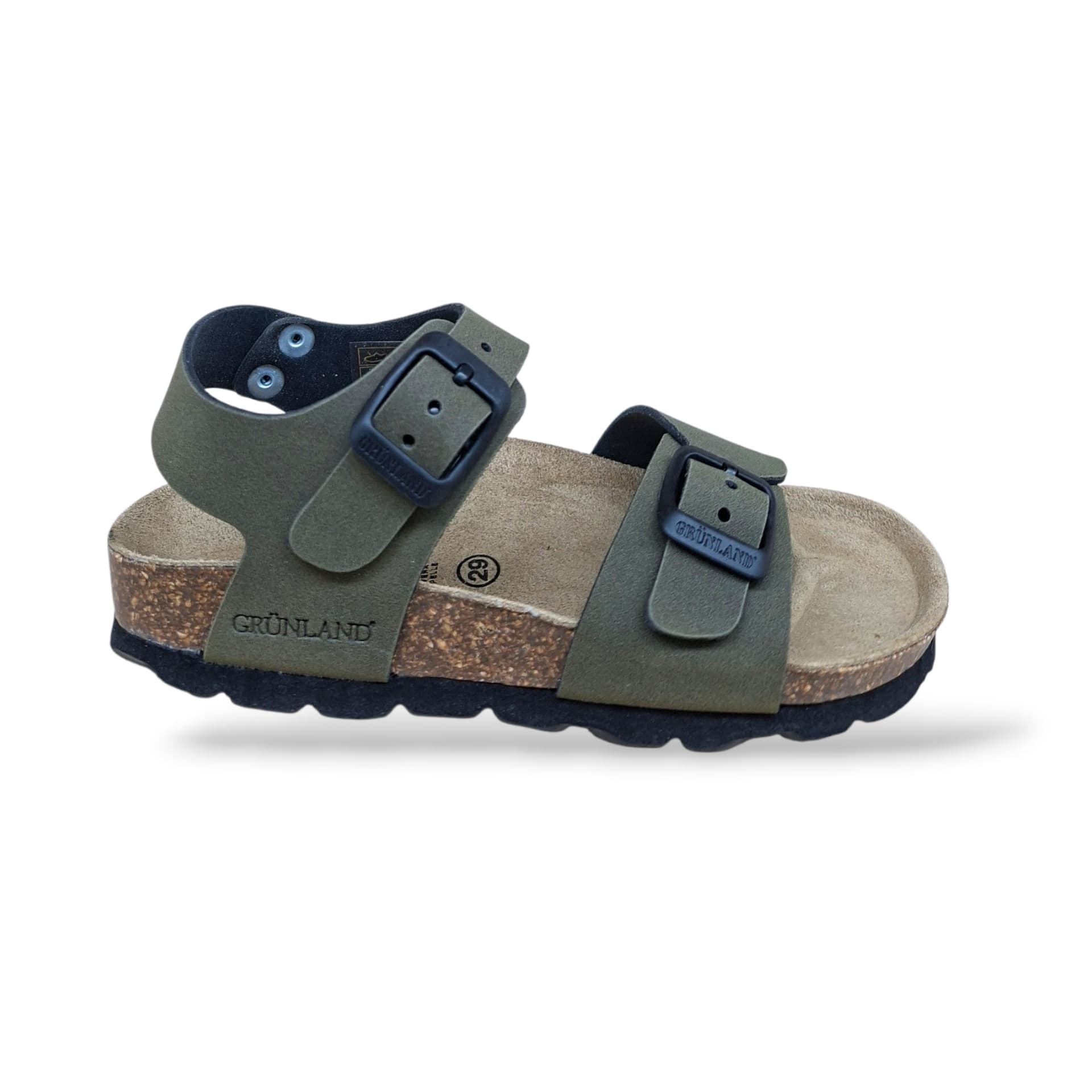 Sandalo Bio Sughero Bambini e Ragazzi Grunland Junior Luce Oliva – Fibia Sottopiede Sughero EVA - 8