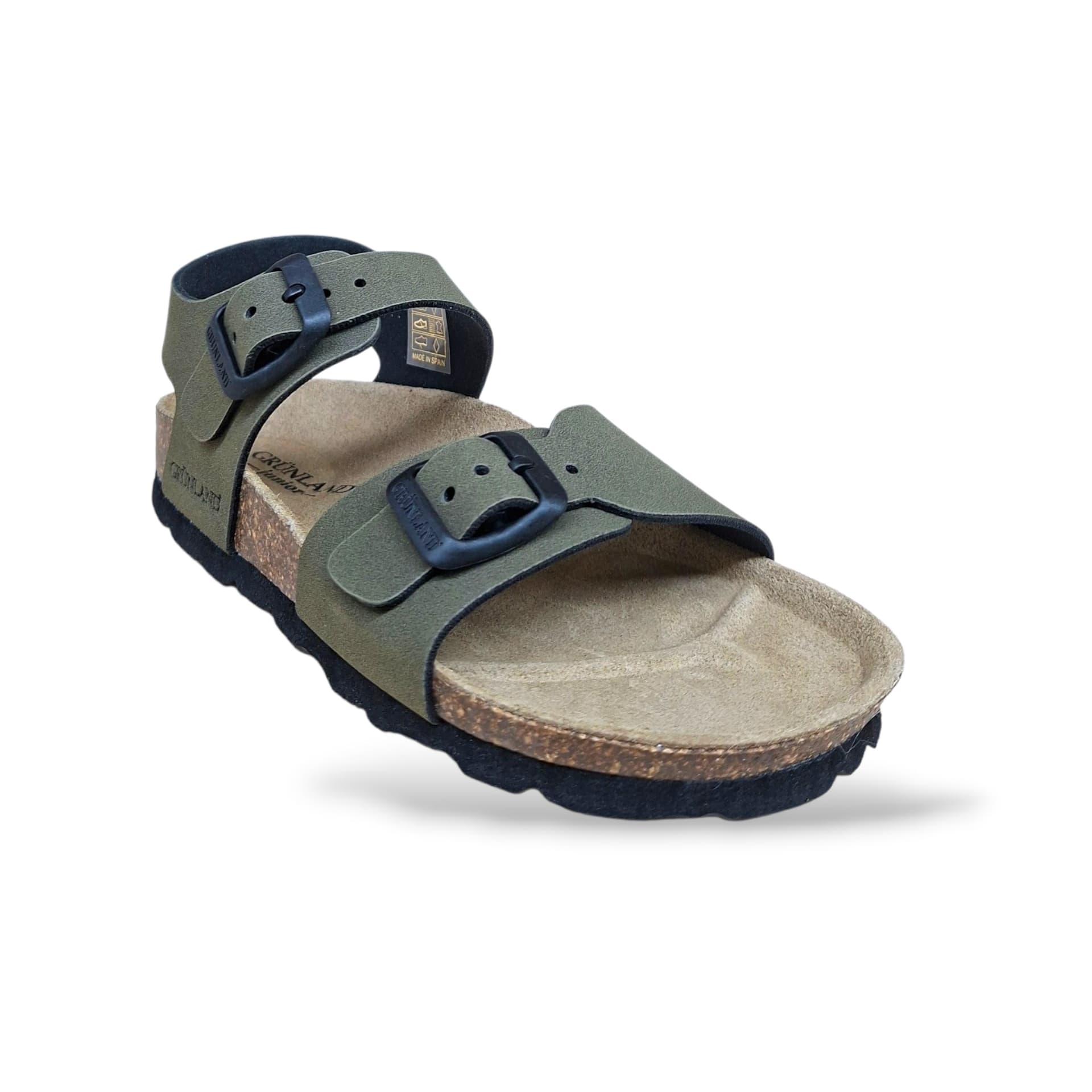 Sandalo Bio Sughero Bambini e Ragazzi Grunland Junior Luce Oliva – Fibia Sottopiede Sughero EVA - 2