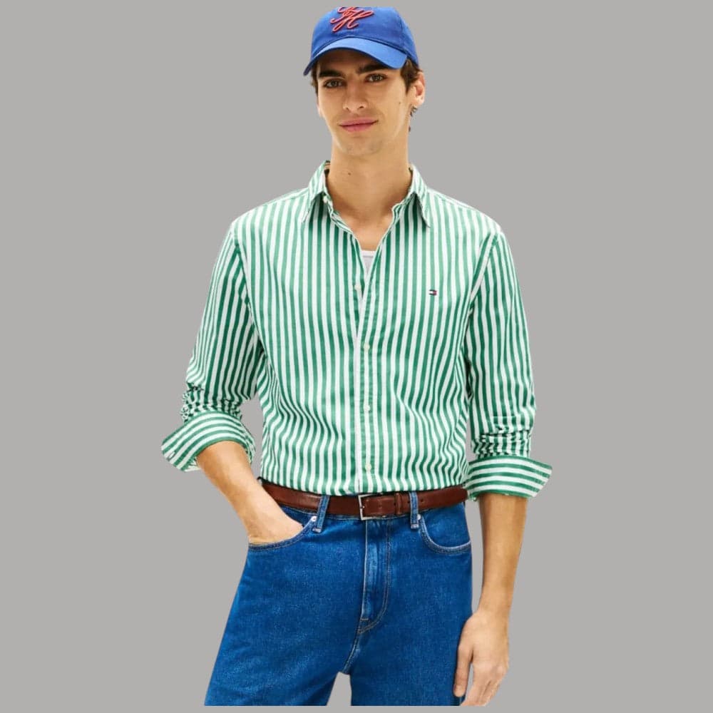 Tommy Hilfiger Camicia Righe Verticali Flex Cotone Regular Fit - 12