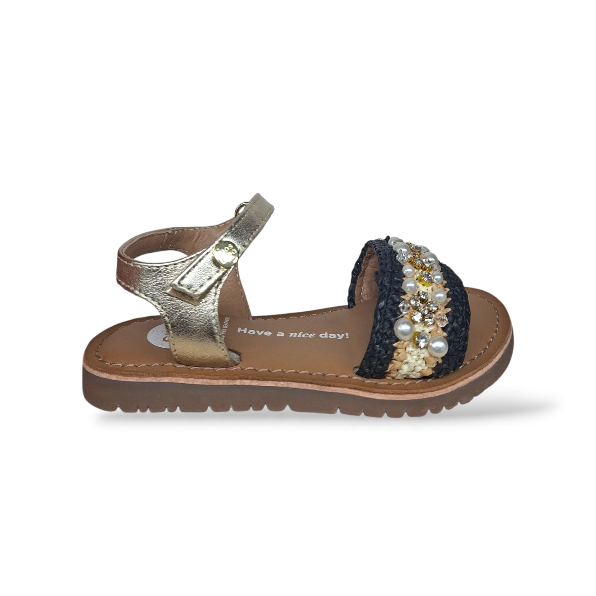 Sandali Bambina GIOSEPPO SOLWAY 78896 – Oro e Nero in Pelle | Velcro per Cerimonia e Ogni Occasione Speciale - 6