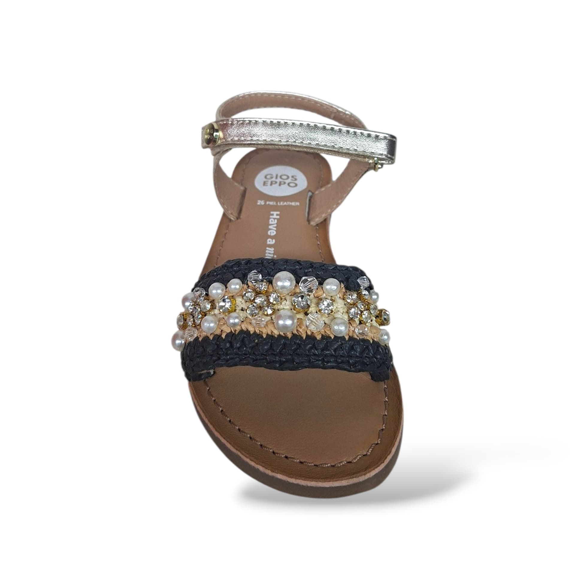 Sandali Bambina GIOSEPPO SOLWAY 78896 – Oro e Nero in Pelle | Velcro per Cerimonia e Ogni Occasione Speciale - 4