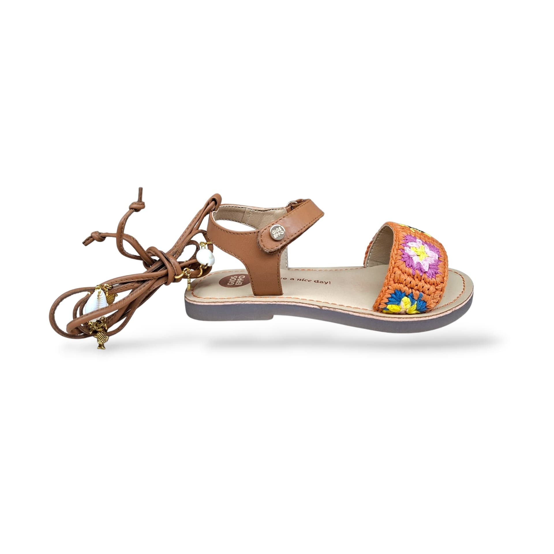 Sandali Ragazza Gioseppo LAISAMIS 78822 – Cuoio e Arancione con Velcro | Calore Mediterraneo e Stile Boho per l'Estate - 6