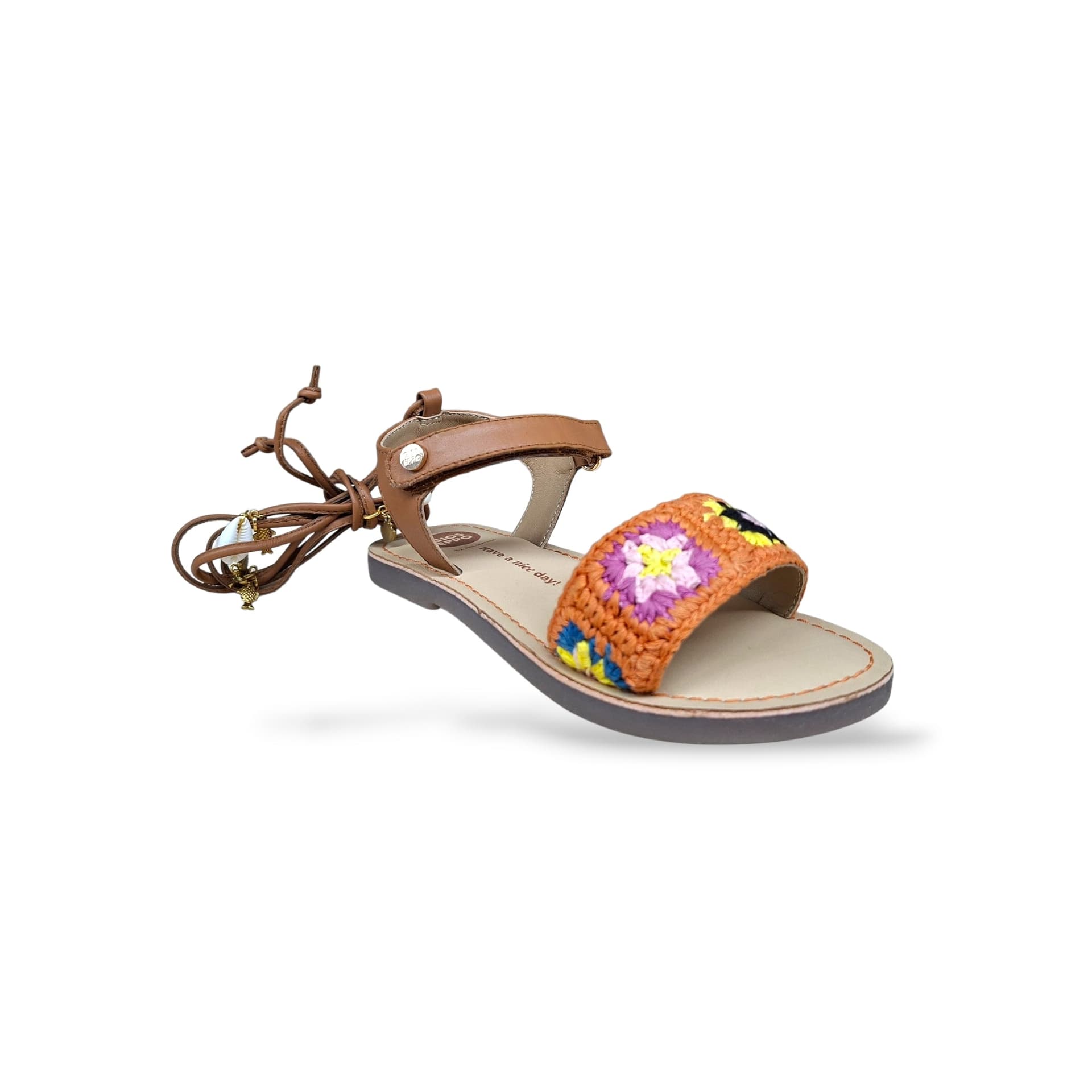 Sandali Ragazza Gioseppo LAISAMIS 78822 – Cuoio e Arancione con Velcro | Calore Mediterraneo e Stile Boho per l'Estate - 2