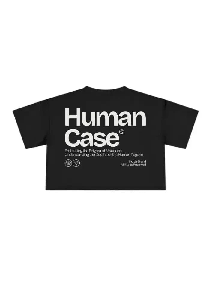 T-Shirt Donna Human Case Boxy Fit Cropped 100% Cotone Made in Italy - 1
