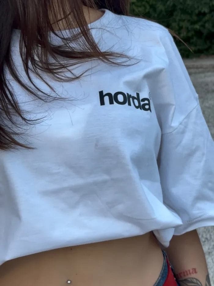 T-Shirt Donna Human Case Boxy Fit Cropped 100% Cotone Made in Italy - 6