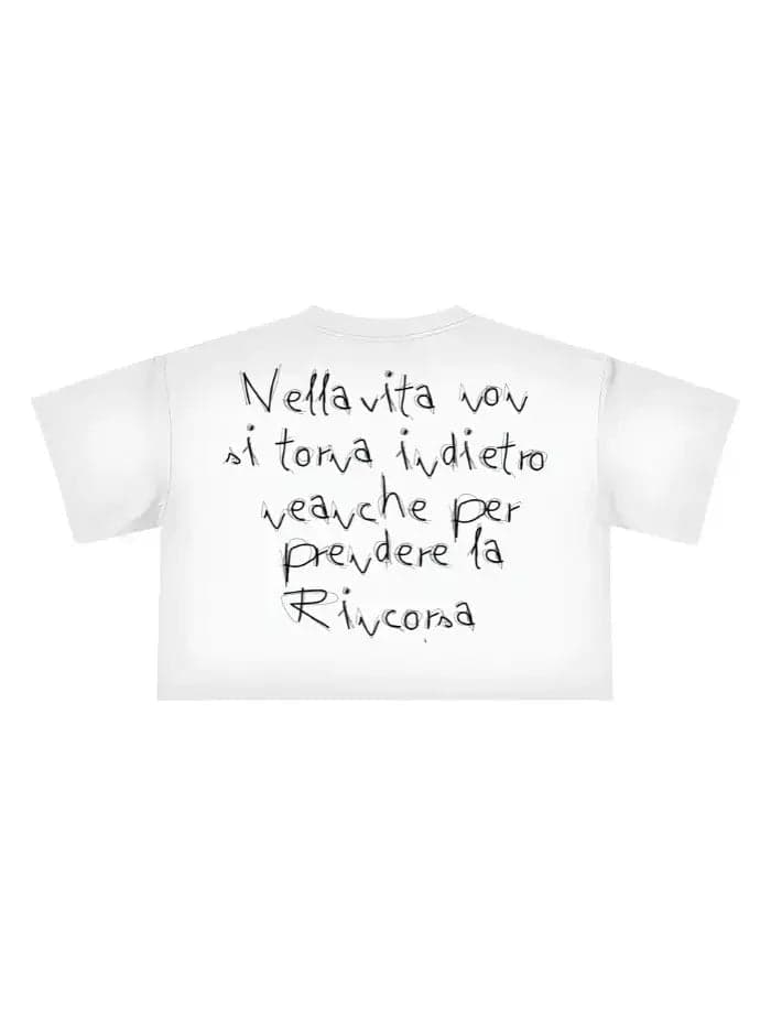 T-Shirt Donna Cropped 200gsm Made in Italy Life - 2