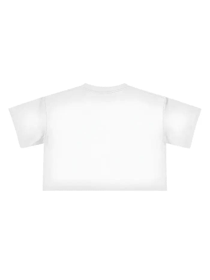 T-Shirt Donna Cropped Basic Bianca Cotone Italiano 100% - 2