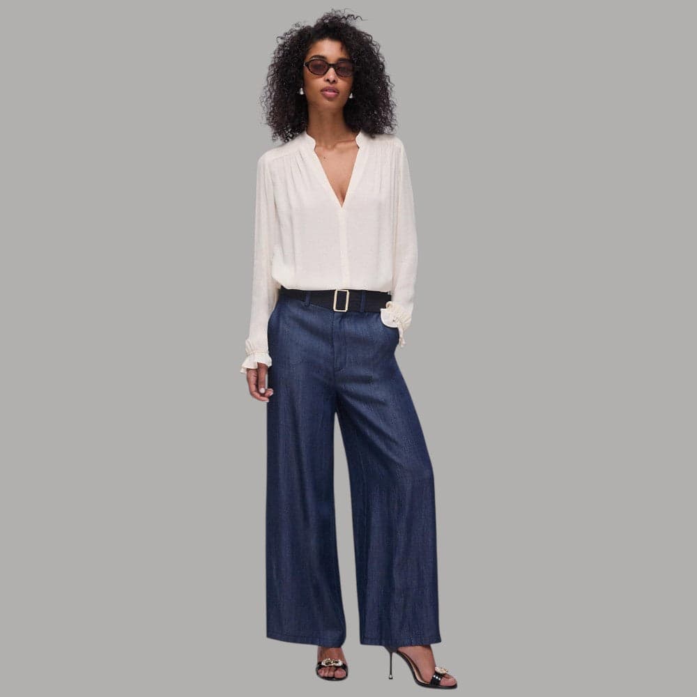 Liu Jo Jeans Palazzo Cropped Effetto Denim con Cintura Lyocell - 5