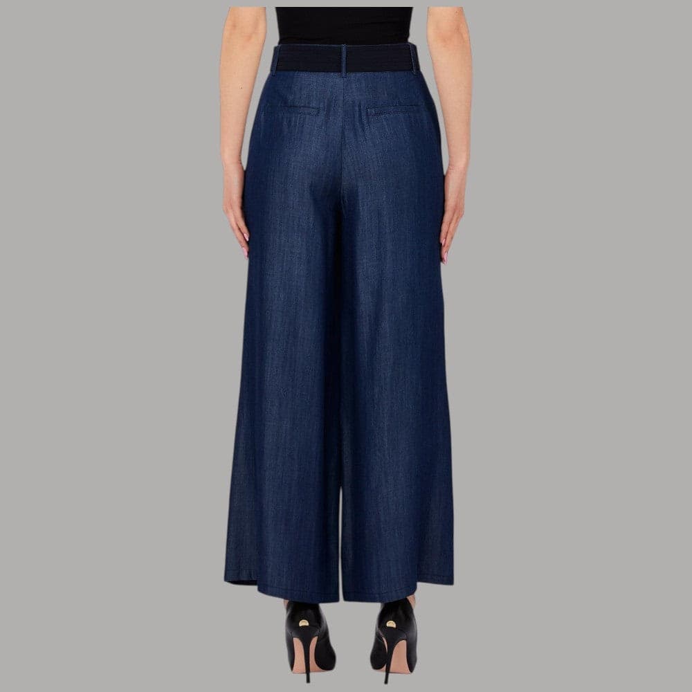 Liu Jo Jeans Palazzo Cropped Effetto Denim con Cintura Lyocell - 3