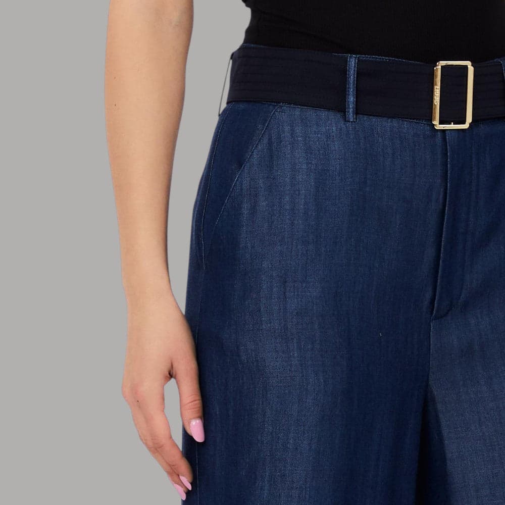 Liu Jo Jeans Palazzo Cropped Effetto Denim con Cintura Lyocell - 4