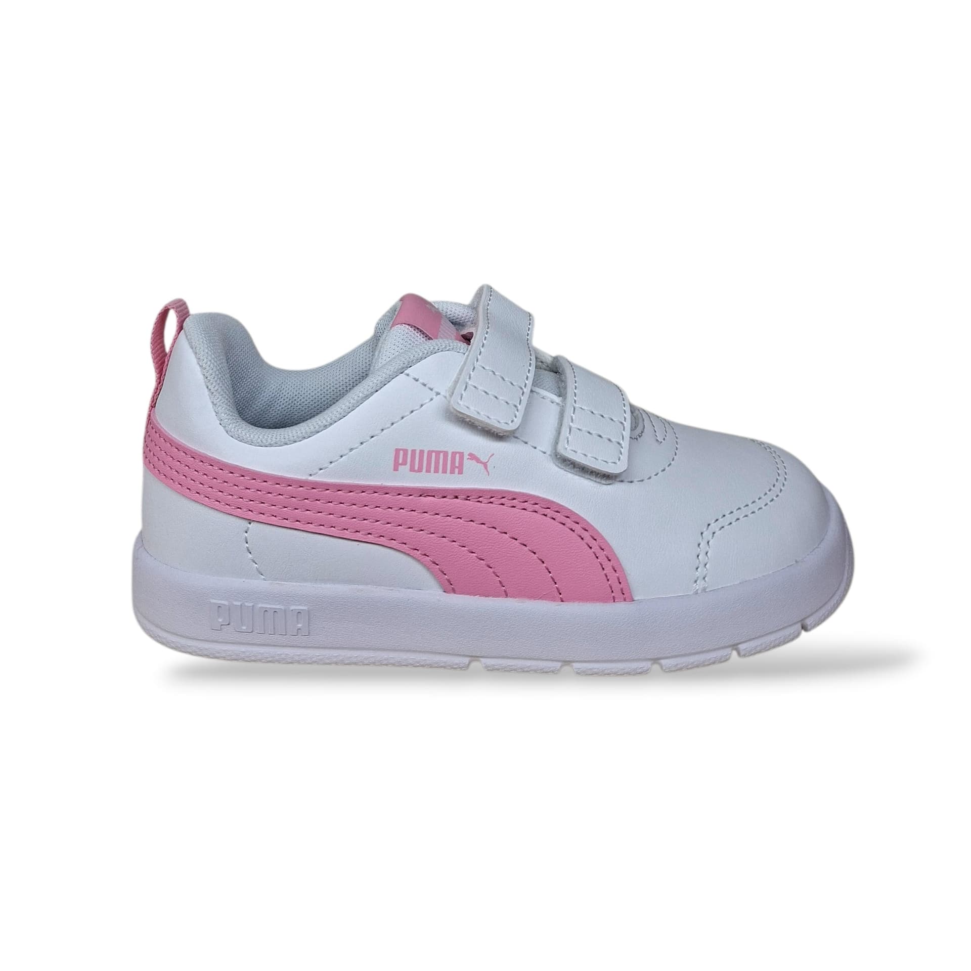 Sneakers Bambina PUMA Courtflex V3 – Scarpe con Velcro Bianco Rosa (Taglie 20-35) - 6