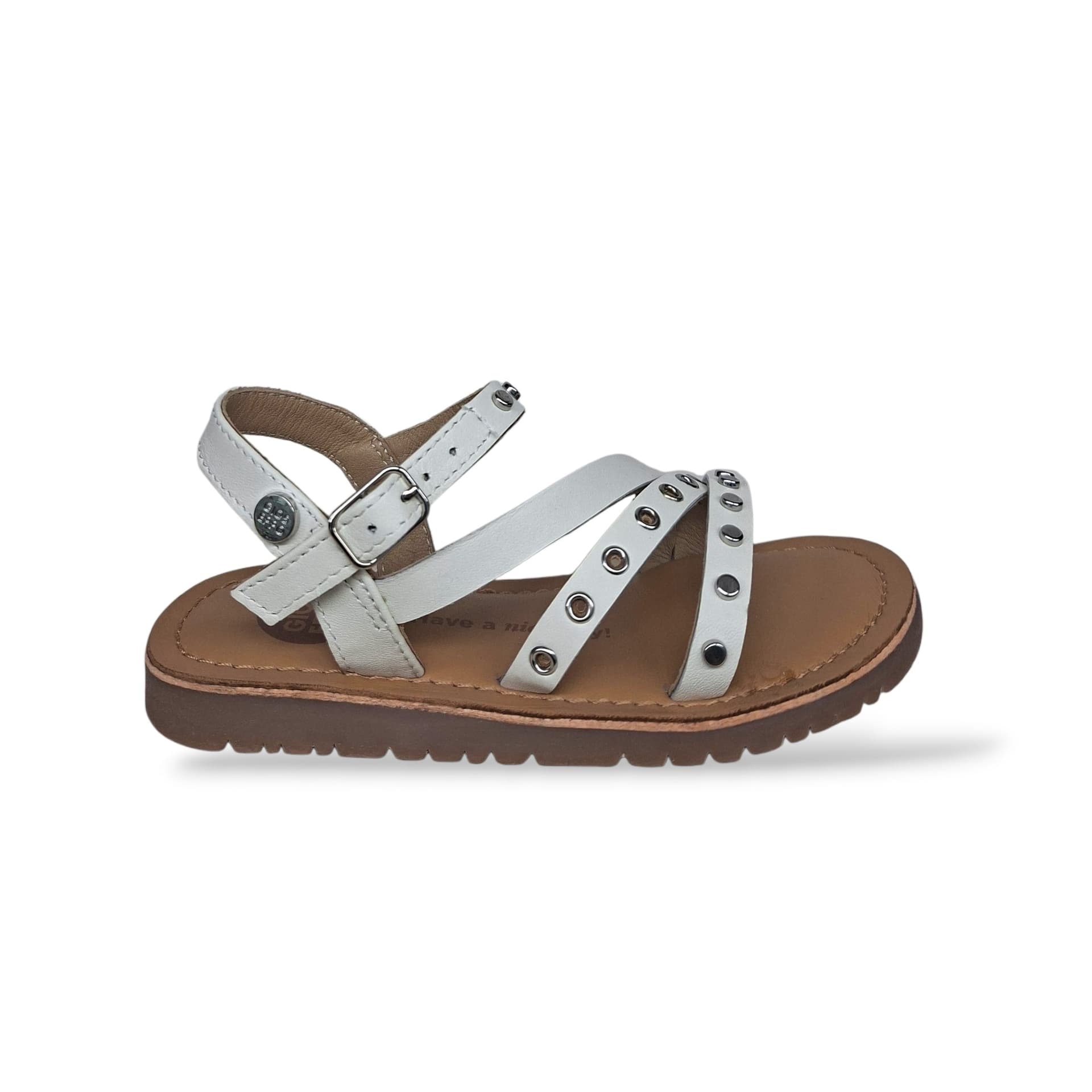 Sandali Bambina GIOSEPPO AWASI 78907 – Bianco in Pelle | Fibia per Cerimonia e Ogni Occasione Speciale