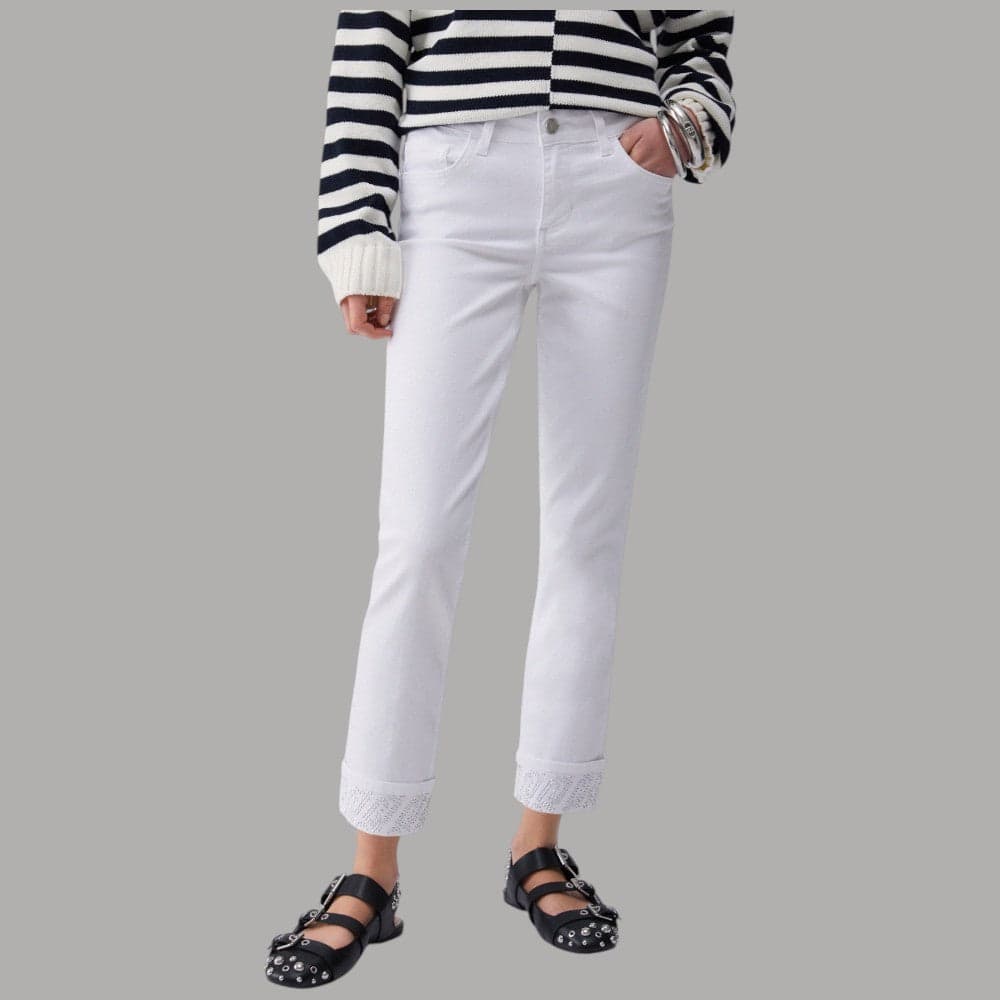Liu Jo Jeans Skinny Bianchi con Strass e Risvolto Elegante - 6