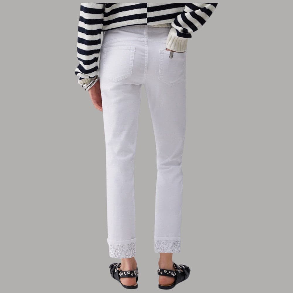 Liu Jo Jeans Skinny Bianchi con Strass e Risvolto Elegante - 4