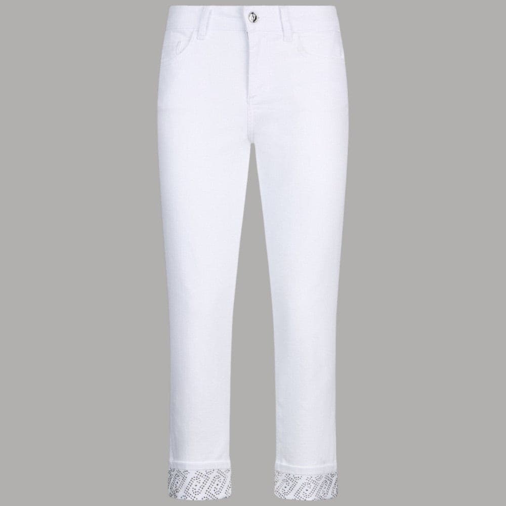 Liu Jo Jeans Skinny Bianchi con Strass e Risvolto Elegante - 5
